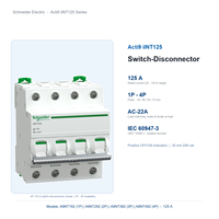 Interrupteur miniature Schneider, disjoncteur principal Acti9 IINT125 Pro 4P rail DIN 32A 125A usage industriel AC-22A