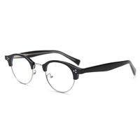 Diseño de nicho Retro Escaparate hecho a mano Individualidad Atmósfera elegante Gafas ópticas de metal y acetato de marco pequeño
