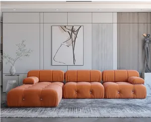أريكة إيطالية مقطعية من ATUNUS متوفرة بالمخزون أريكة زاوية سادة فريدة من نوعها أريكة برتقالية الشكل على شكل حرف l مع أريكة عثماني