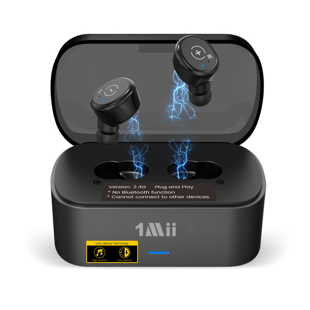 1Mii 2.4GHz Noise Cancelling TWS On-Ear Wireless Earphones Transmitter Set with Over 10m Range for TV