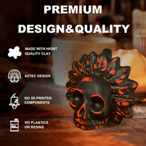 Fischietto della Morte Azteco, Teschio in Ceramica con Piume, Suono Acuto, Utilizzato per Decorazioni di Halloween, Horror, Divertimento - Product Image 5