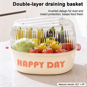 घरेलू रसोई के उपयोग के लिए थोक नई शैली डबल-लेयर प्लास्टिक कोलैंडर स्ट्रैनर, पानी फ़िल्टरिंग फल और सब्जी के साथ - Product Image 2