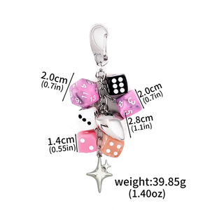 Nuevo Llavero con Colgante de Dado Colorido, Rosa y Negro, de Acrílico, con Cierre de Langosta, Accesorio de Moda - Product Image 6