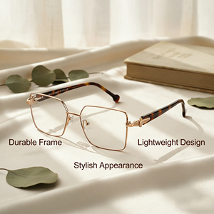 Montures de lunettes optiques carrées de haute qualité avec monture en métal et branches en acétate premium pour hommes - Product Image 2