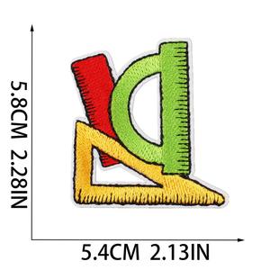 <b>Iron</b>-On Eco-Friendly Embroidered Cartoon School Bus Globe Eraser Non-Woven Felt Patches Polyester Thread for Clothing - Product Image 3
