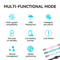 Collier de suivi GPS intelligent pour chats et chiens, suivi en temps réel, étanche IP68, autonomie de 1 an, compatible Android/iOS, nylon