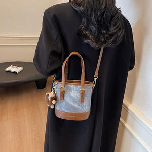 Sac à main seau pour femme, nouveau style, mignon, petit, fermeture éclair, matière PU, tendance, chic, pour étudiante - Product Image 4