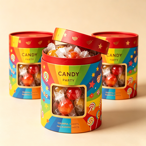Tube en papier imprimé personnalisé coloré avec fenêtre transparente, boîte cylindrique de qualité alimentaire pour bonbons, emballage cadeau pour bonbons sucrés - Product Image 1