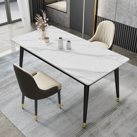 Table à manger avec pieds en métal, Table de luxe de qualité, Table de Restaurant rectangulaire, livraison gratuite, Design moderne