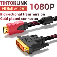 Großhandel kunden spezifische HDTV zu DVI Kabel Nylon geflochten 1,5 M-10M HDTV HD Kabel 1080P Kabel 24K vergoldet Rot Schwarz