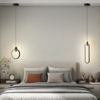 Lampe suspendue LED en fer de style nordique minimaliste moderne, hauteur réglable, taille moyenne, noire, CRI élevé 80, éclairage pour chambre et bureau, garantie 2 ans
