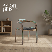 Chaise de salle à manger moderne en bois époxy avec assise rembourrée en cuir PU et design fauteuil, non pliable, pour salle à manger et mobilier de maison