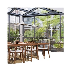 <span class=keywords><strong>Solarium</strong></span> en verre au design minimaliste avec grandes fenêtres pleine hauteur, cadre en aluminium sur mesure pour salle à manger et bureau intérieurs - Product Image 1