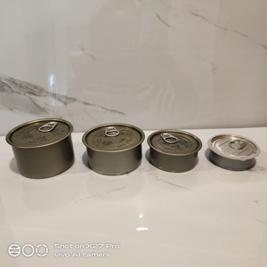 Boîtes en étain hermétiques <span class=keywords><strong>TIMO</strong></span> <span class=keywords><strong>T</strong></span>-03 200 ml de qualité alimentaire avec couvercles à anneau facile à ouvrir, finition brillante, autocollants personnalisés pour bonbons comestibles, emballage - Product Image 5