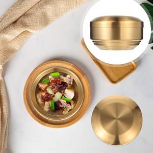 ชามสำหรับเด็กทำจากสเตนเลสสตีลสีทองพร้อมฝาปิดซีเรียลซุปกลมของหวานสลัดข้าวโพดคั่วและชามพาสต้า - Product Image 2