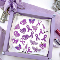 Usine en gros personnalisé violet ruban épinglette métal porte-clés en alliage de Zinc porte-clés Anti violence domestique sensibilisation Badge
