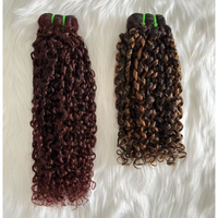 P4 27 Lot de mèches de cheveux humains bouclés Pixie couleur Highlight, Cheveux humains brésiliens Funmi Pixie Curly, Lots de mèches de cheveux humains naturels