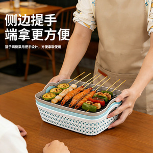 Vegetable Fruit Drain Basket Kitchen <b>Plastic</b> Washing Storage <b>Tray</b> With Handle Food Grade PP Safe For Food Contact - Product Image 2