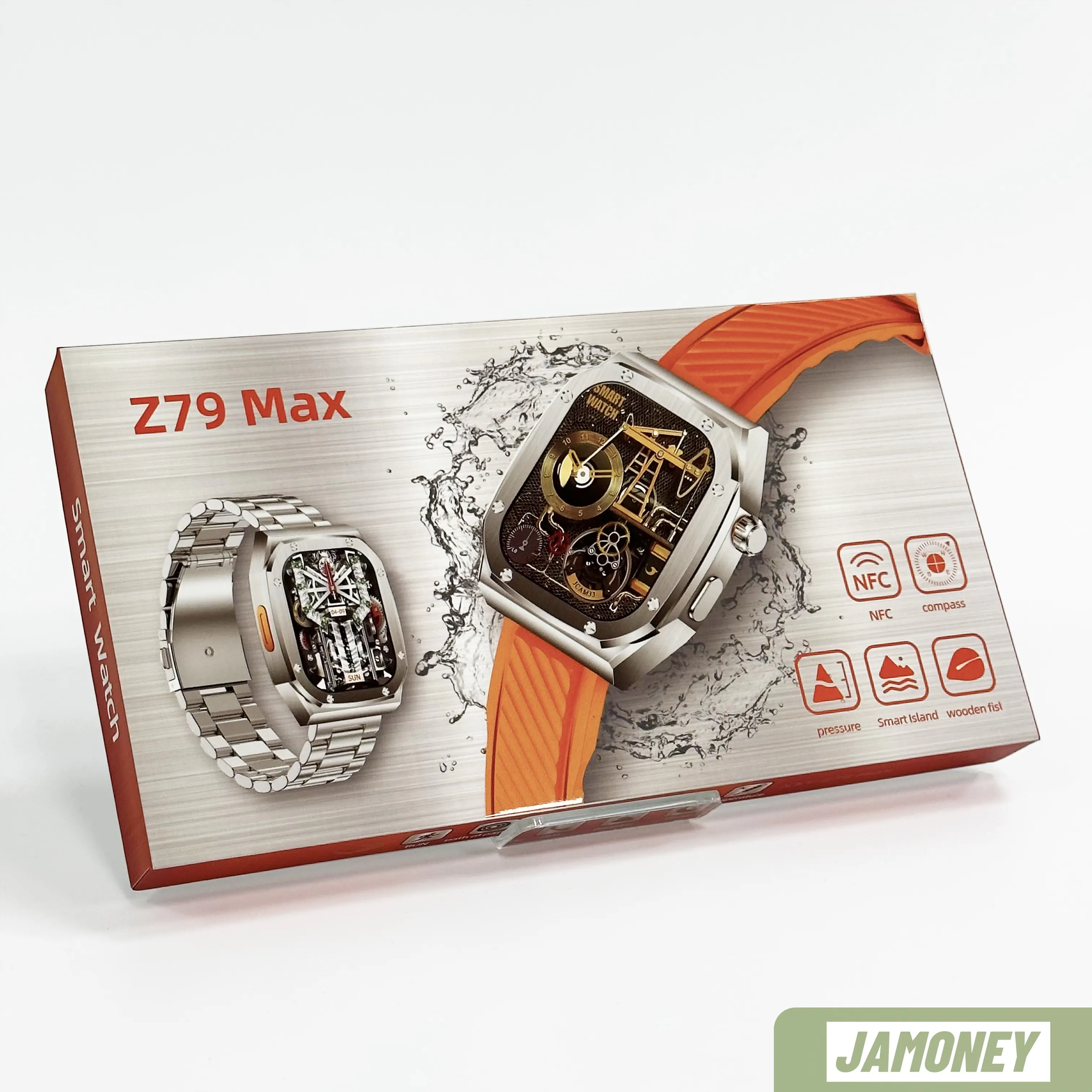 ผู้ชาย HD 2.1 320*385 460Mah Z79Max สมาร์ทนาฬิกา Z79 Max สแตนเลสสตีล Ip68 กันน้ําเข็มทิศ Nfc Gps Sos กีฬา smartwatch
