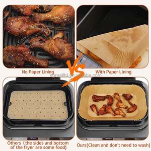 Factory Customized Rectangle Biodegradable Disposable Food Grade <b>Silicone</b> Oil Waterproof Air Fryer Paper Liners - Product Image 5