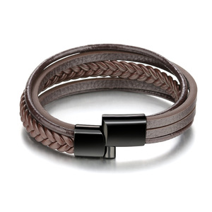 Bracelets personnalisables de <span class=keywords><strong>luxe</strong></span> pour hommes en acier inoxydable et cuir, style européen et américain, collection 2026 – Disponibles sur mesure - Product Image 5