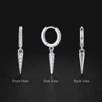 Anting Moissanite Model Kerucut Runcing Perak 925, Perhiasan Hip Hop Laris Manis