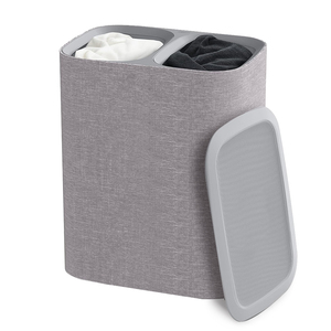 Venta al por mayor nuevo diseño al por mayor cesto <span class=keywords><strong>de</strong></span> <span class=keywords><strong>ropa</strong></span> <span class=keywords><strong>sucia</strong></span> <span class=keywords><strong>cubo</strong></span> con dos divisores cesta <span class=keywords><strong>de</strong></span> almacenamiento <span class=keywords><strong>de</strong></span> lona - Product Image 1