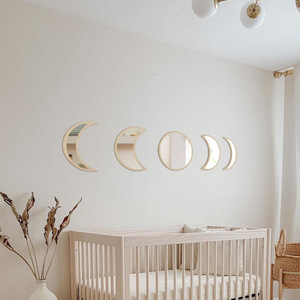 Decorazione da appendere a parete con specchio da appendere a parete <span class=keywords><strong>Luna</strong></span> a mezza <span class=keywords><strong>Luna</strong></span> in Rattan naturale dal Design caldo - Product Image 3