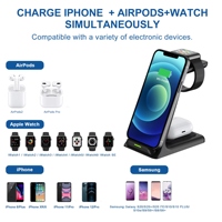 Estación de Carga Inalámbrica 3 en 1, Base de Carga Rápida para iPhone, iWatch, AirPods Pro, Soporte Universal para Teléfono Inteligente, Base de Escritorio