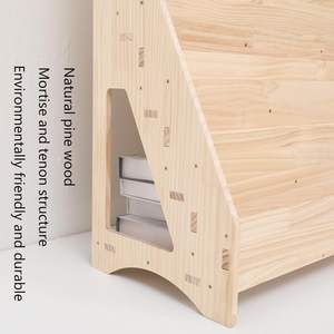 Venta al por mayor de muebles de madera <span class=keywords><strong>Montessori</strong></span> para niños estantería de madera natural para niños biblioteca estantería de un solo lado para niños - Product Image 5