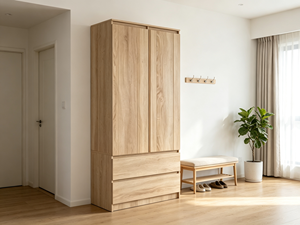 Armoire de chambre moderne en bois à prix d'usine abordable pour bébé, avec coiffeuse et deux tiroirs - Product Image 6
