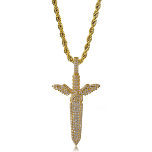 18 chico gay hombre hiphop helado lleno de diamantes oro <span class=keywords><strong>21</strong></span> <span class=keywords><strong>SAVAGE</strong></span> colgante ángulo espada collar - Product Image 1