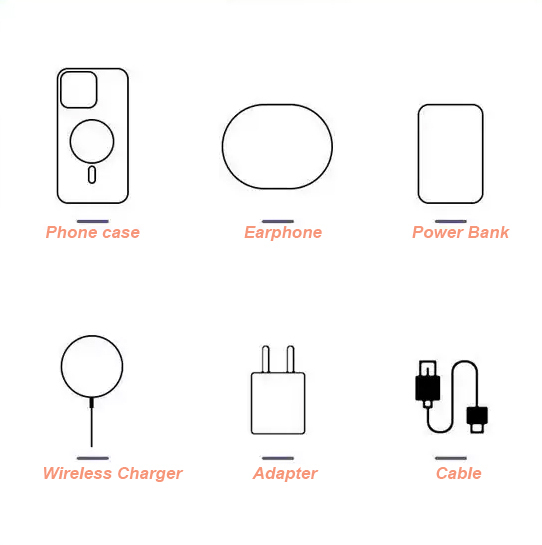 New 6 in 1 Accessories Gift Box Kit Smart Watches Power Bank Headset Cable Case Cover