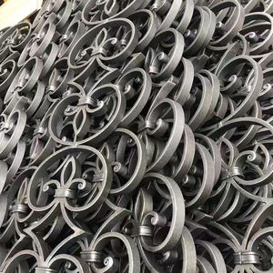 Composants en <span class=keywords><strong>fer</strong></span> <span class=keywords><strong>forgé</strong></span> pièces forgées éléments décoratifs en <span class=keywords><strong>fer</strong></span> gaufré pour balustrade de main courante de clôture de porte - Product Image 5