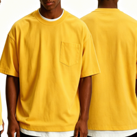 Kaos oblong pria 280G 100% katun combed, bernapas, ukuran besar, dengan saku dada, kerah kru, untuk gaya hip hop streetwear, polos, custom