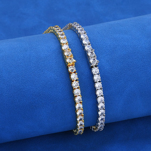 Heavy Real Gold Coating S925 Silver Shared Prong Moissanite Inline Iced Tennis <b>Bracelets</b> Custom Hip Hop Fine Jewelries OEMs B2B - Product Image 2
