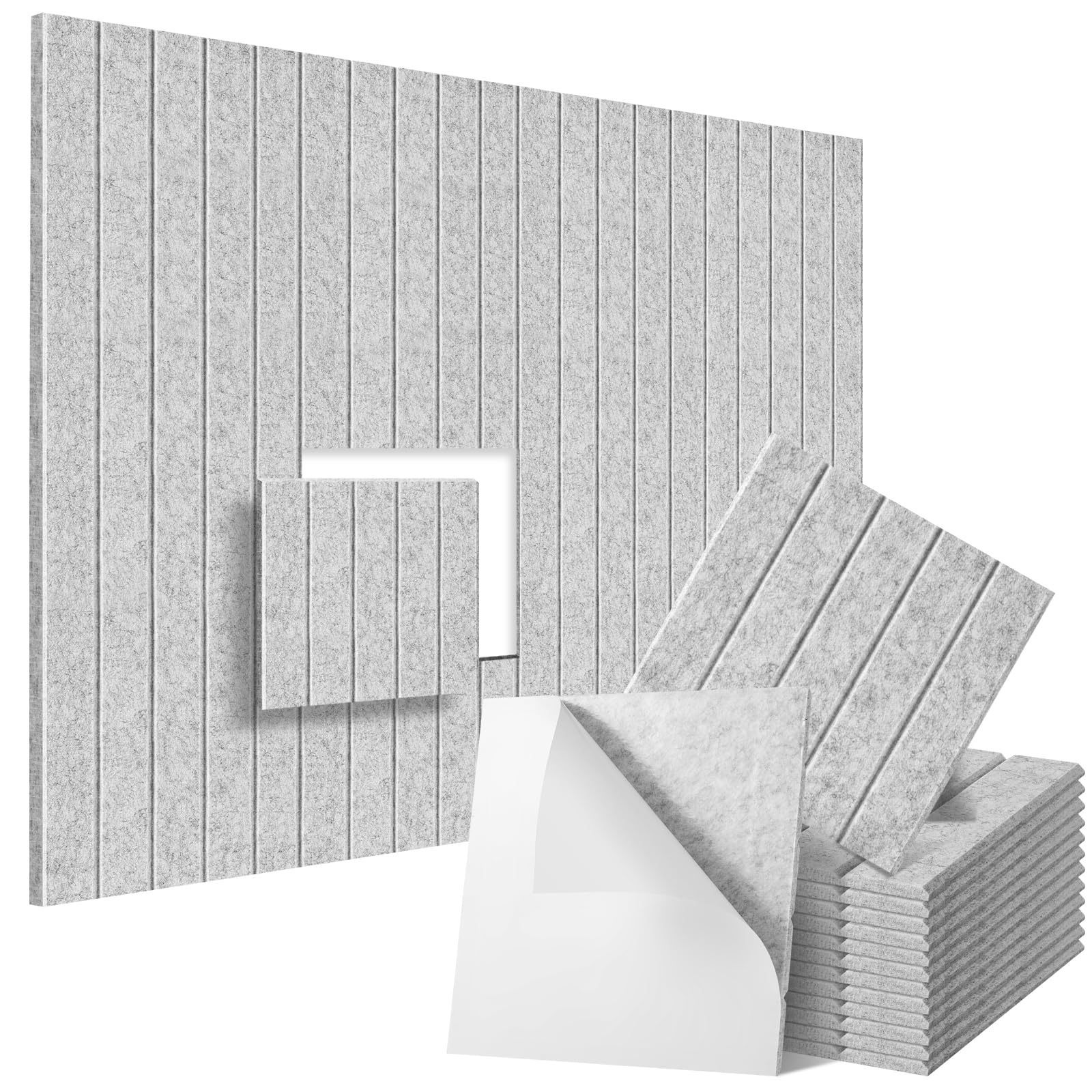 12 pieces of felt sound insulation panels, polyester fiber wall decoration, indoor sound insulation material, back adhesive