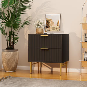 High Quality Modern <strong>Nightstand</strong> With Gold Legs Luxury Bedside Table With 2 Drawers Easy Pull Out Side Table for Living Room - Product Image 3