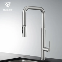 Robinet de cuisine monocommande noir mat en laiton à montage sur plan avec douchette extractible pour évier de cuisine - Vente en gros