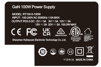 GaN 100W Adaptateur secteur USB-C Global Plug PSU US EU UK AU Power Supply