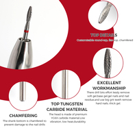 SHUANGJIA H0209S Vente en gros Mini fraise à ongles en carbure de tungstène, forme flamme, 6mm, coupe en croix, grain fin, pour ponceuse électrique à cuticules