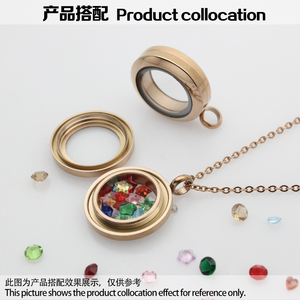 תליון זכוכית נירוסטה 20 מ "מ לוקט זכוכית מרחף תמונה שרשרת קסם פתוחה שרשרת תליון זהב - Product Image 6