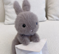 Peluche Lapin Gris Enveloppé, Jouet Lapin Marron pour Enfants, Jouet en Peluche Pas Cher, Échantillon Gratuit d'Usine