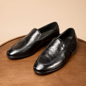 Chaussures habillées pour hommes en cuir véritable faites à la main, respirantes, élégantes, de haute qualité, à bout pointu, à lacets, pour l'hiver - Product Image 1