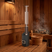 Poêle de sauna extérieur rond à bois VAPASAUNA, directement de l'usine, en acier, avec kit cheminée, pour usage domestique et commercial