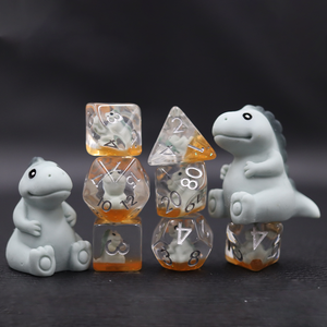 Juego de 7 dados de resina con bordes redondos para D&D, 12 caras, cristalino azul grisáceo, T-Rex <span class=keywords><strong>Cice</strong></span> - Product Image 2