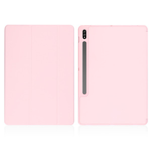 Tre volte cover per Tablet in Silicone Ultra sottile per Samsung Galaxy <span class=keywords><strong>Tab</strong></span> <span class=keywords><strong>S8</strong></span> <span class=keywords><strong>Plus</strong></span> <span class=keywords><strong>S8</strong></span> Ultra 2022 S7 FE S6 Lite - Product Image 4