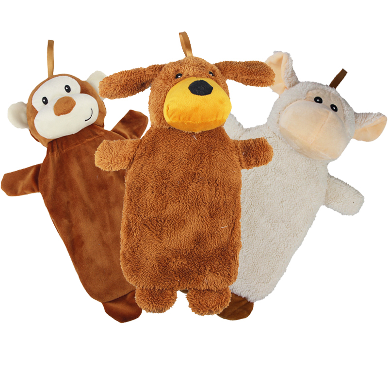 hot sale custom soft cartoon animal warm plush hot water bag cover mini rubber hot water bottle
