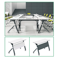 Table de formation mobile moderne avec roulettes, bureau de réunion à plateau rabattable avec panneau de discrétion pour salle de classe et bureau