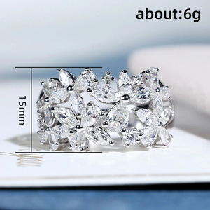 Anillo de Diamantes en Oro Blanco F1567, Corte Marquesa, Color D Natural, Joyería Romántica para Mujer, para Boda - Product Image 5